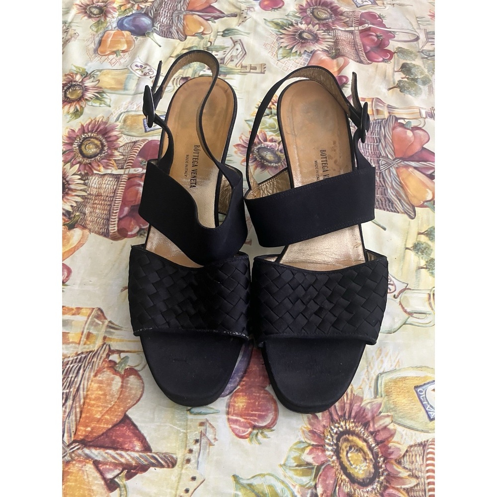 Bottega Veneta Grey Woven Leather intrecciato Sandals Heels Shoes Sz 8.5 Eu 41